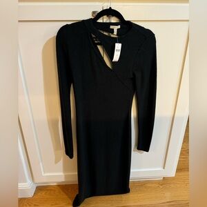 Bordeaux Black Midi Dress with Cutout Sz XS NWT
